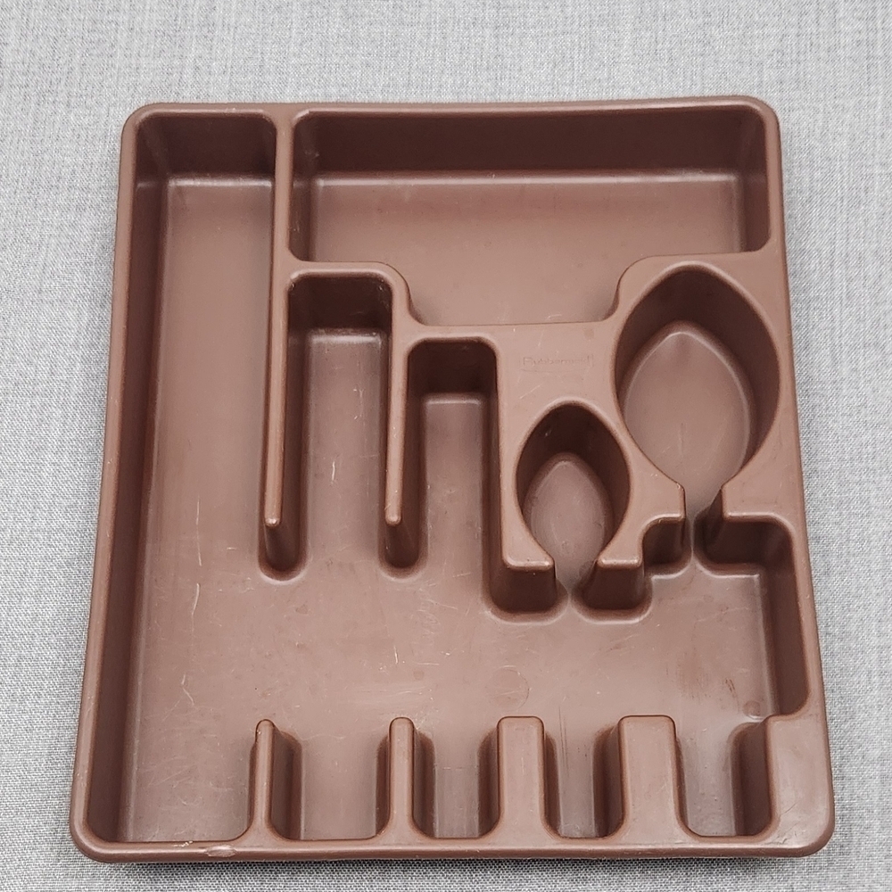 Vintage Rubbermaid #2922 Brown Silverware Flatware Tray Or Utensils Holder.